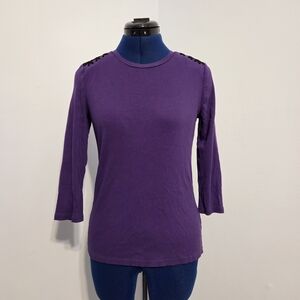 Vintage Purple Cotton Knit Shirt Size M